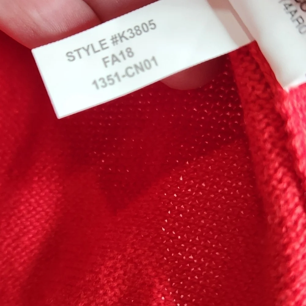 J.Crew Sweater Red Ruffle Cuffs Crew Neck Ribbed Trim sz XXS - Picture 4 of 7